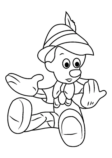 Pinocchio Looking his Hands coloring page