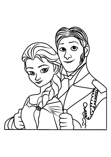 Elsa and Hans coloring page