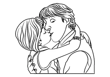 Kristoff and Anna Kiss coloring page