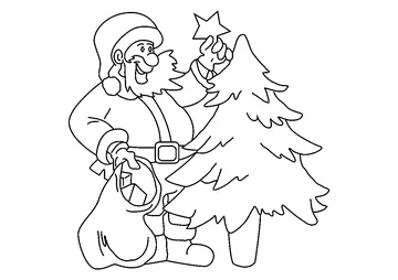 Santa Decorating Tree coloring page