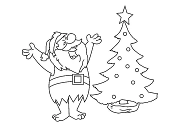 Santa with Christmas Tree coloring page