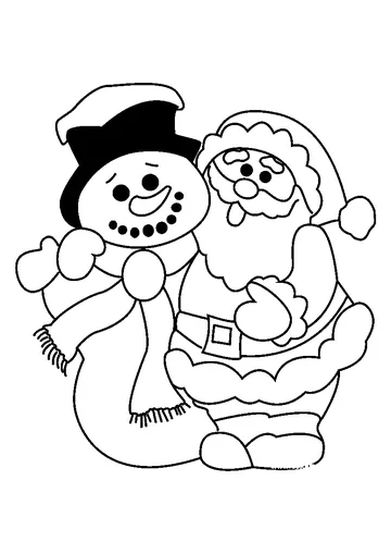 Funny Santa with Snowman coloring page