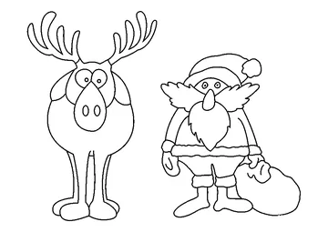 Santa and Deer coloring page