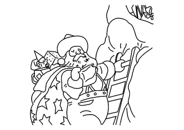 Santa Climbing coloring page