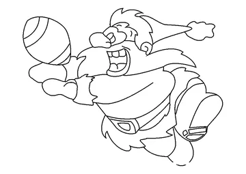 Santa playing Rugby coloring page