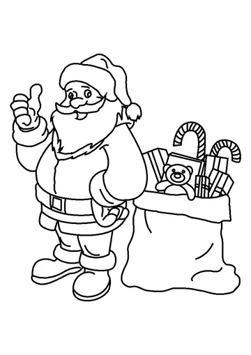 Santa with his Gift Bag coloring page