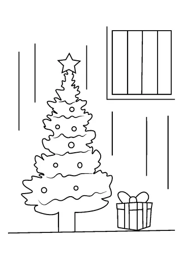 Gifts under Christmas Tree coloring page