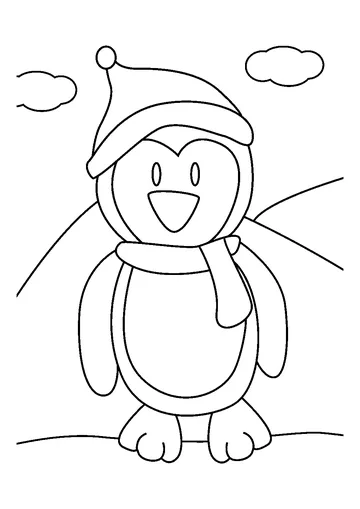 Penguin with Santa Hat coloring page