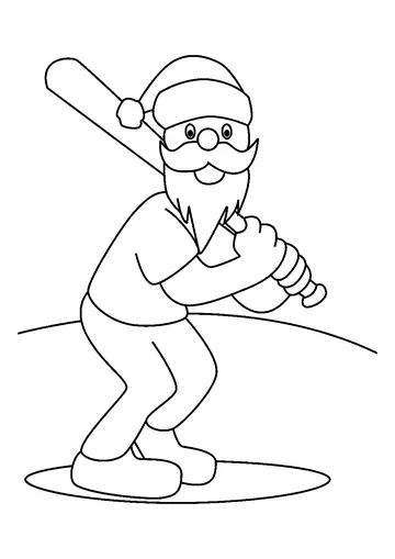 Santa Playing Baseball coloring page