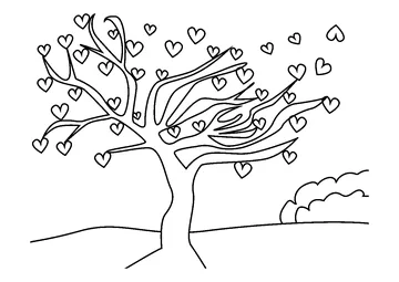 Love Tree coloring page