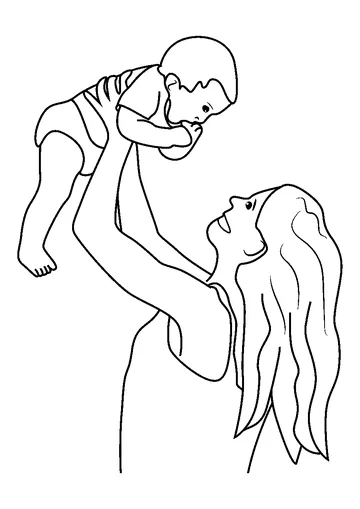 Mom Throwing Baby In the Air coloring page