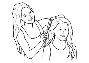 Mother Combing Daughter Hair coloring page