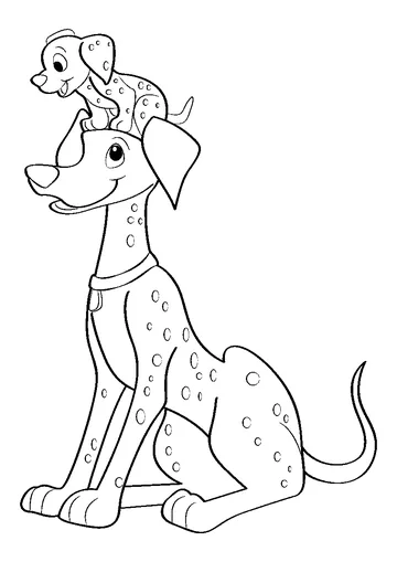Puppy Sitting On His Mother's Head coloring page