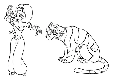 Jasmine With Tiger coloring page