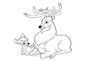 Bambi Sitting With His Father coloring page