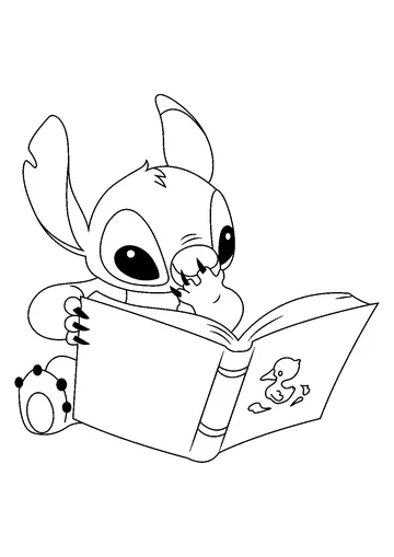 Stitch Reading Book coloring page