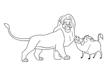 Simba With Pumbaa coloring page