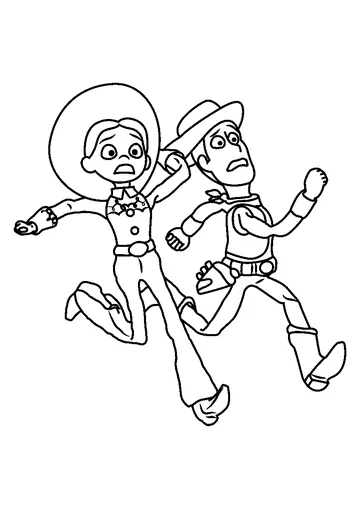 Woody And Jessie Gets Afraid coloring page