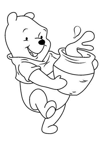 Pooh Bear With Honey Pot coloring page