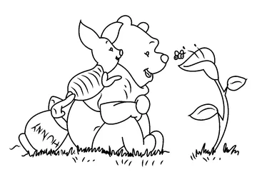 Happy Pooh Bear And Piglet coloring page