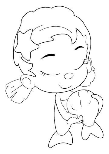 Oona Playing With Little Fish coloring page