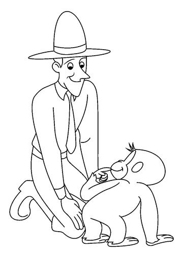 Curious George And The Man coloring page