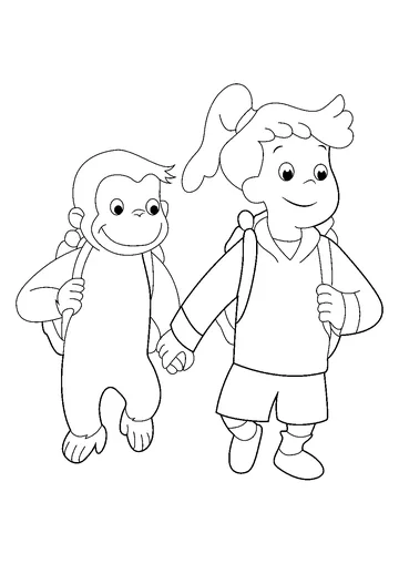 George And Girl Goes To School coloring page
