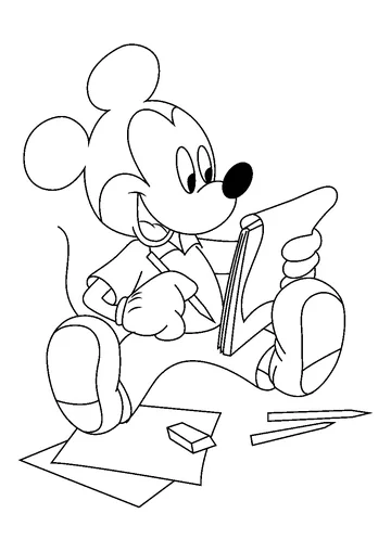 Mickey Mouse Notepad coloring page