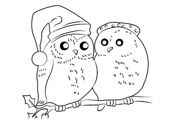Christmas Owls coloring page