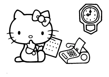 Hello Kitty Taking Paper coloring page