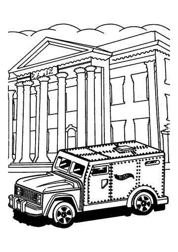 Armored Truck Near The White House coloring page