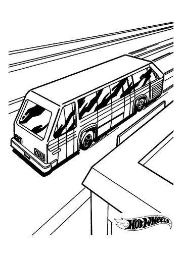 Bus Running On The Bridge coloring page