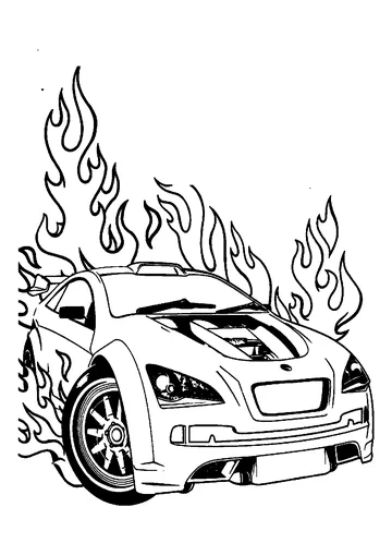 Supercar Burning Up coloring page