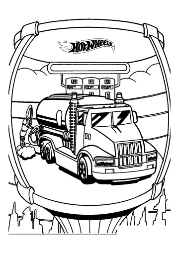 Tank Truck At The Gas Station coloring page