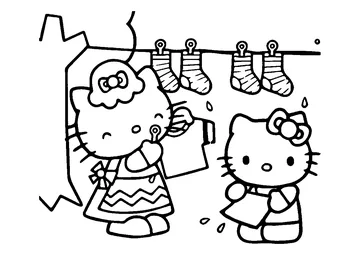 Little Kitty Helping Mom coloring page