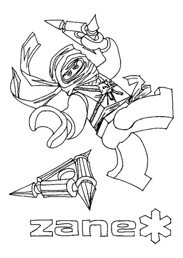 Zane Ice Ninja Throwing Shurikens of Ice – Lego Ninjago coloring page