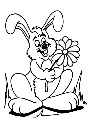Bunny and flower coloring page
