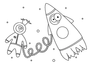 Cartoon Astronaut With Rocket coloring page