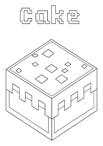 Minecraft cake coloring page
