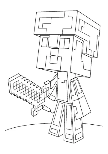 Steve in Diamond Armor coloring page