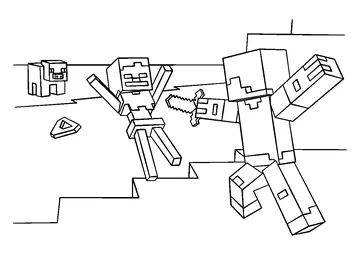Steve vs Skeleton coloring page