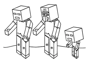Minecraft zombies coloring page