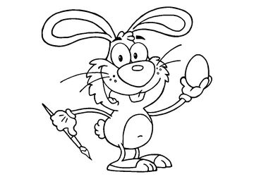Rabbit is drawing egg coloring page