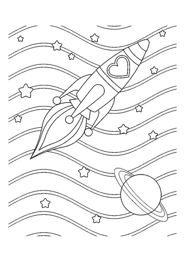 Space Rocket 3 coloring page