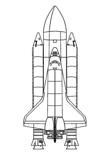 Space Shuttle With External Tank And Rocket Booster coloring page