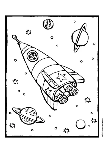 Space With Rocket 4 coloring page