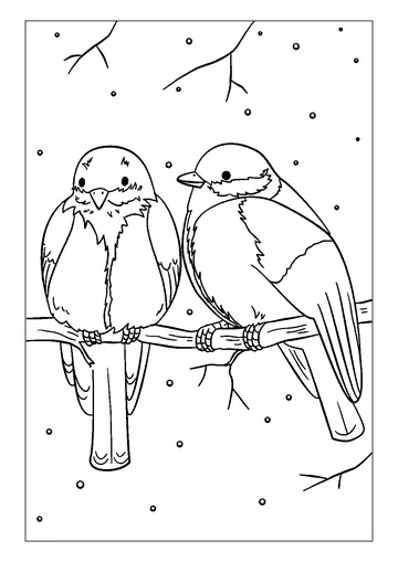Winter Birds coloring page