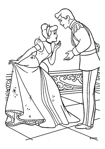 Beautiful Cinderella And Prince Charming coloring page