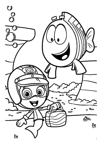 Gil and Fish coloring page