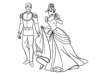 Cinderella And Prince Happy coloring page